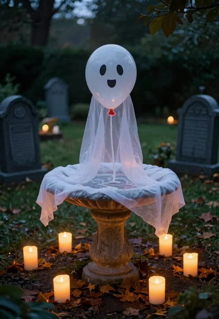 7 Spooky Bird Bath Halloween Ideas for Yard Decor 1. Ghostly Ghoul Bird Bath 0