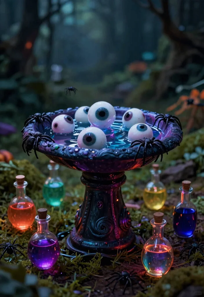 7 Spooky Bird Bath Halloween Ideas for Yard Decor 4. Witchs Brew Bird Bath 0