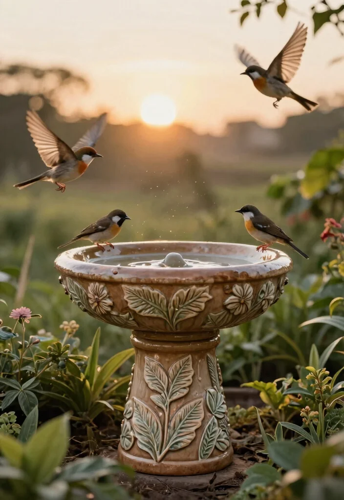 9 Handcrafted Pottery Bird Bath Ideas Rustic Charm 6. Ceramics with Nature Inspired Motifs 0