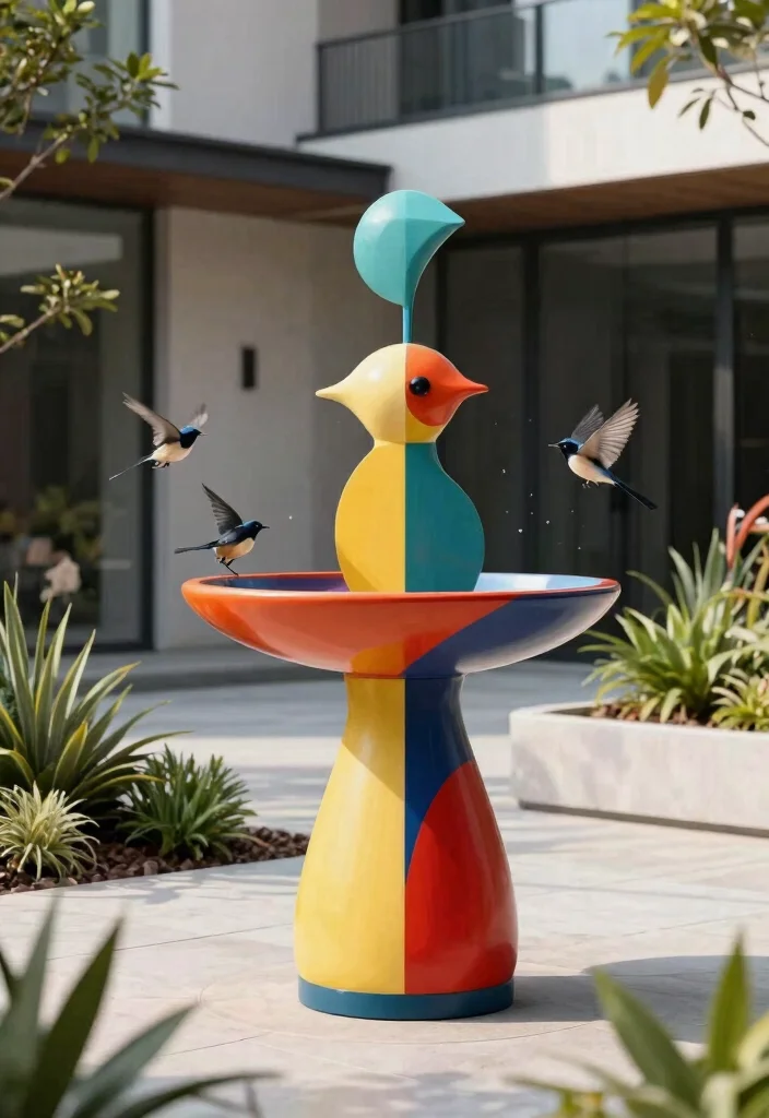 9 Handcrafted Pottery Bird Bath Ideas Rustic Charm 9. Modern Art Inspired Bird Bath 0