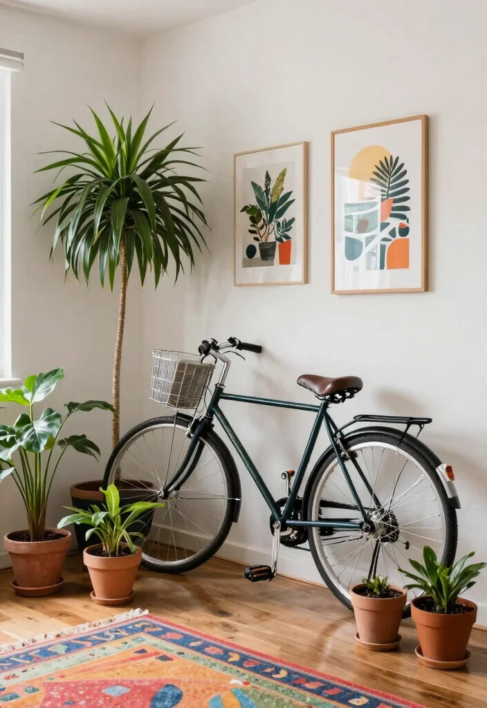 10 Aesthetic Bike at Home Storage Ideas for Any Room 8. Corner Bike Garden Combo 0
