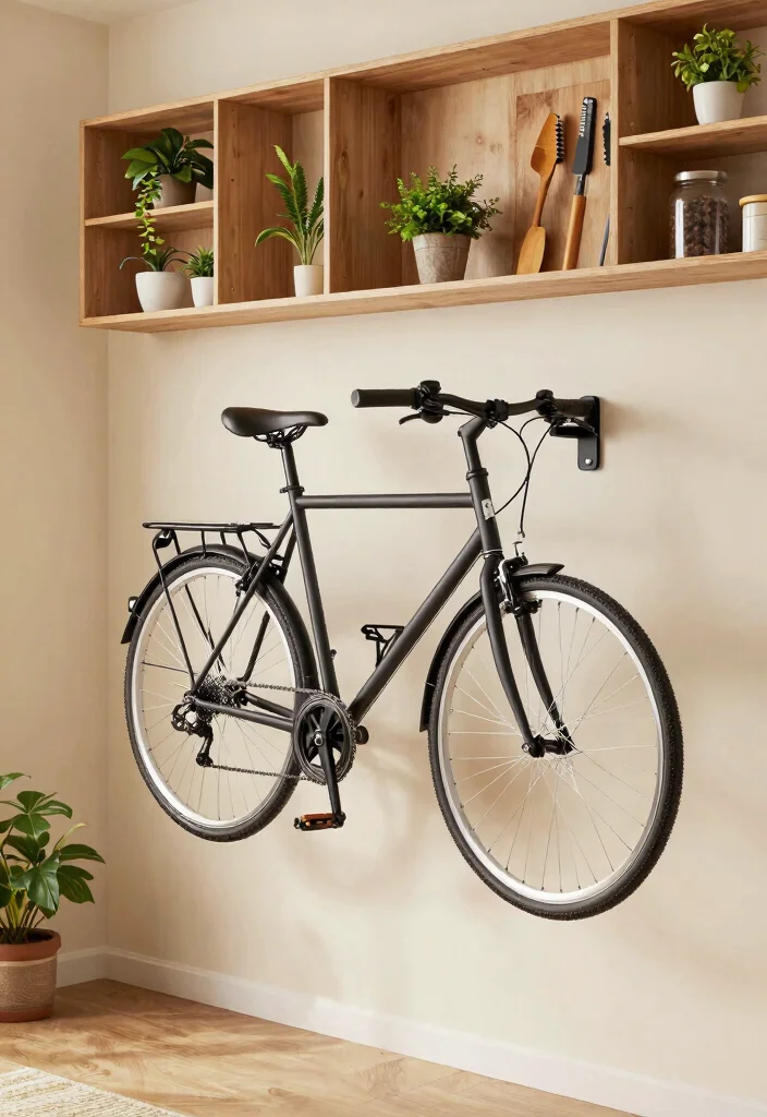 10 Aesthetic Bike at Home Storage Ideas for Any Room 9. Retractable Bike Rack with Integrated Shelving 0