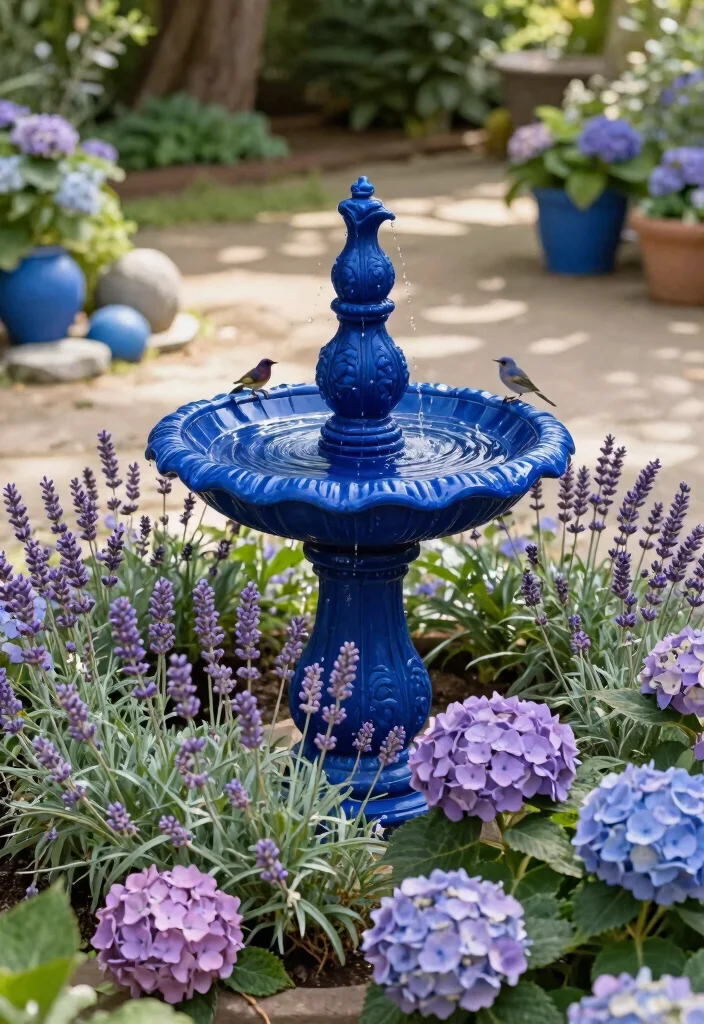 10 Best Bird Bath Color Ideas to Pop in Your Garden 2. Majestic Royal Blue 0
