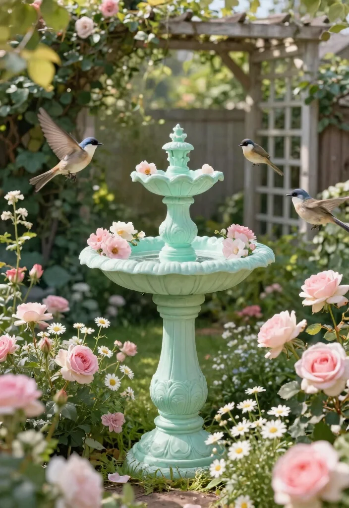 10 Best Bird Bath Color Ideas to Pop in Your Garden 5. Whimsical Mint Green 0