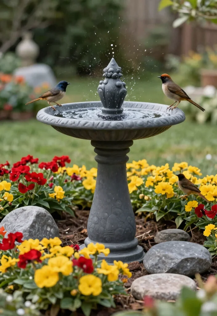 10 Best Bird Bath Color Ideas to Pop in Your Garden 7. Sophisticated Charcoal Gray 0