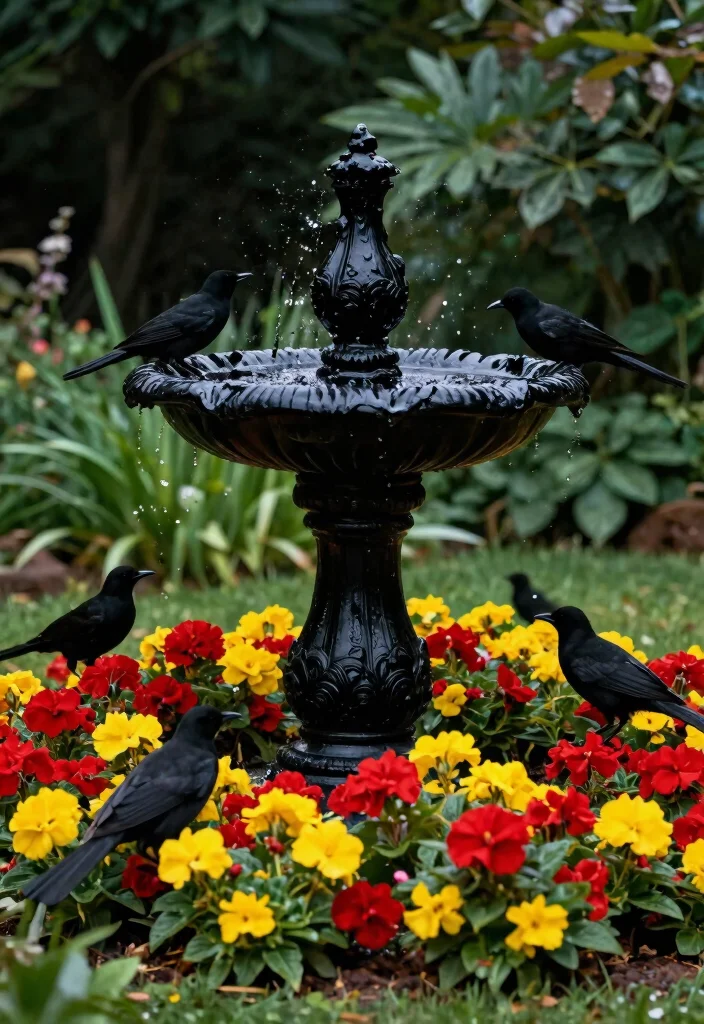 10 Best Bird Bath Color Ideas to Pop in Your Garden 9. Bold Black 0