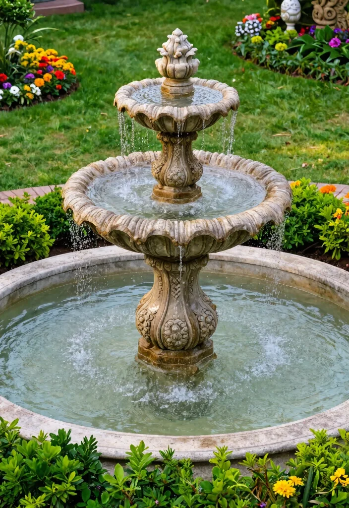 10 Best Water Fountain Top View PNG Assets for Design 1. Classic Elegance Fountain 0