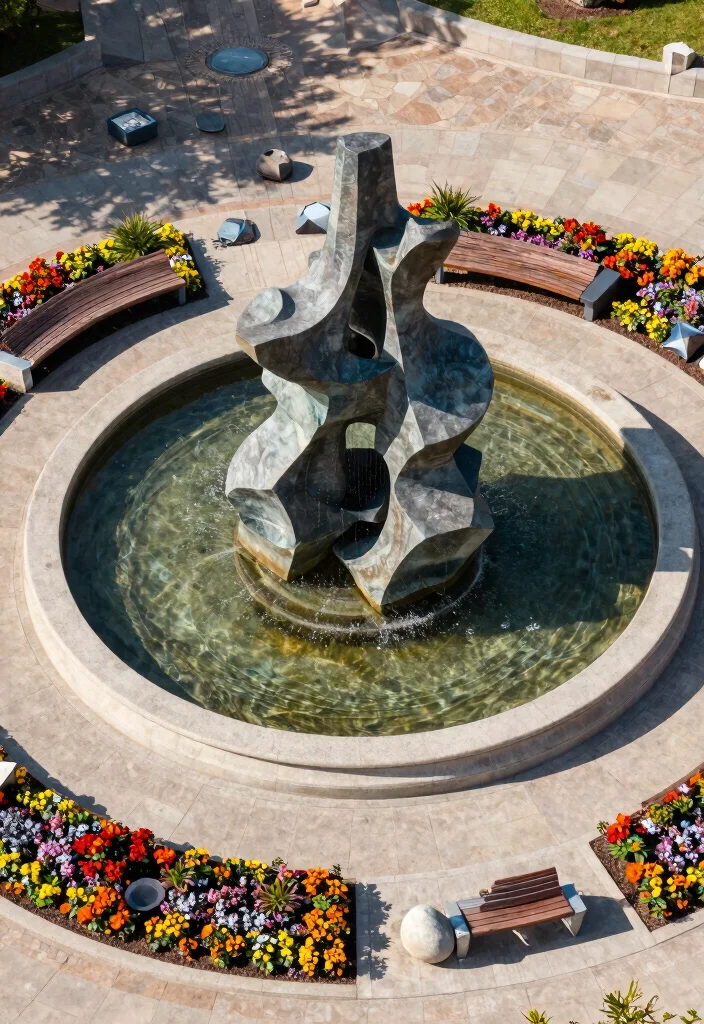 10 Best Water Fountain Top View PNG Assets for Design 4. Contemporary Sculptural Fountain 0