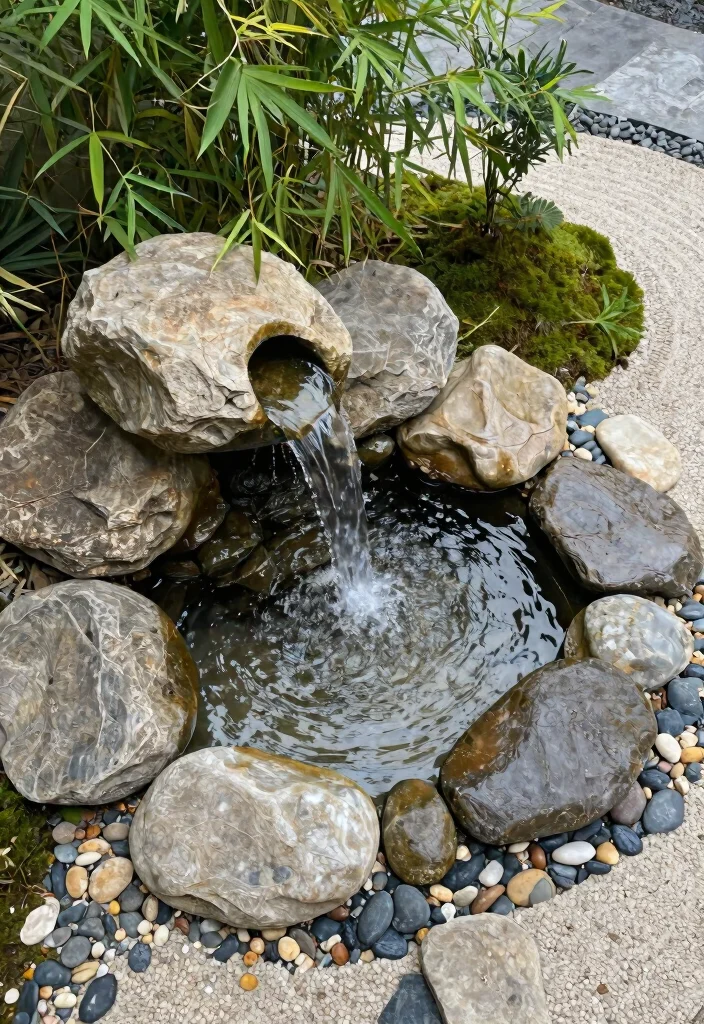 10 Best Water Fountain Top View PNG Assets for Design 5. Zen Water Fall Fountain 0