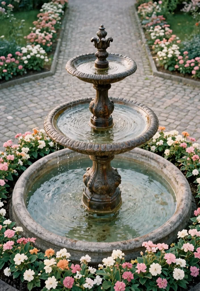 10 Best Water Fountain Top View PNG Assets for Design 6. Vintage Cast Iron Fountain 0