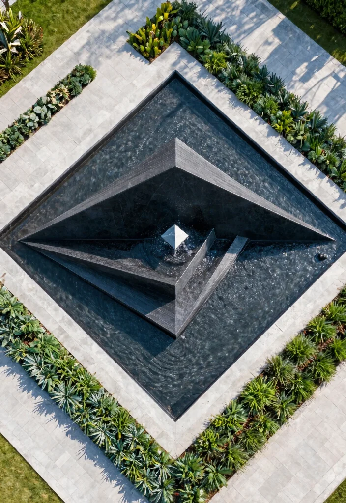 10 Best Water Fountain Top View PNG Assets for Design 9. Geometric Water Feature 0
