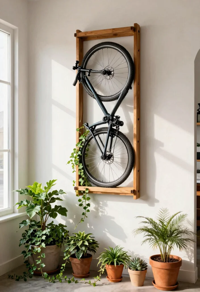 10 Creative Bike Storage Ideas Indoor Designs You Will Love 1. Vertical Wall Racks with a Touch of Green 0
