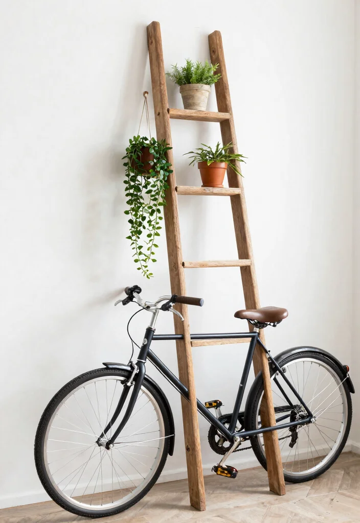 10 Creative Bike Storage Ideas Indoor Designs You Will Love 4. Rustic Ladder Racks 0
