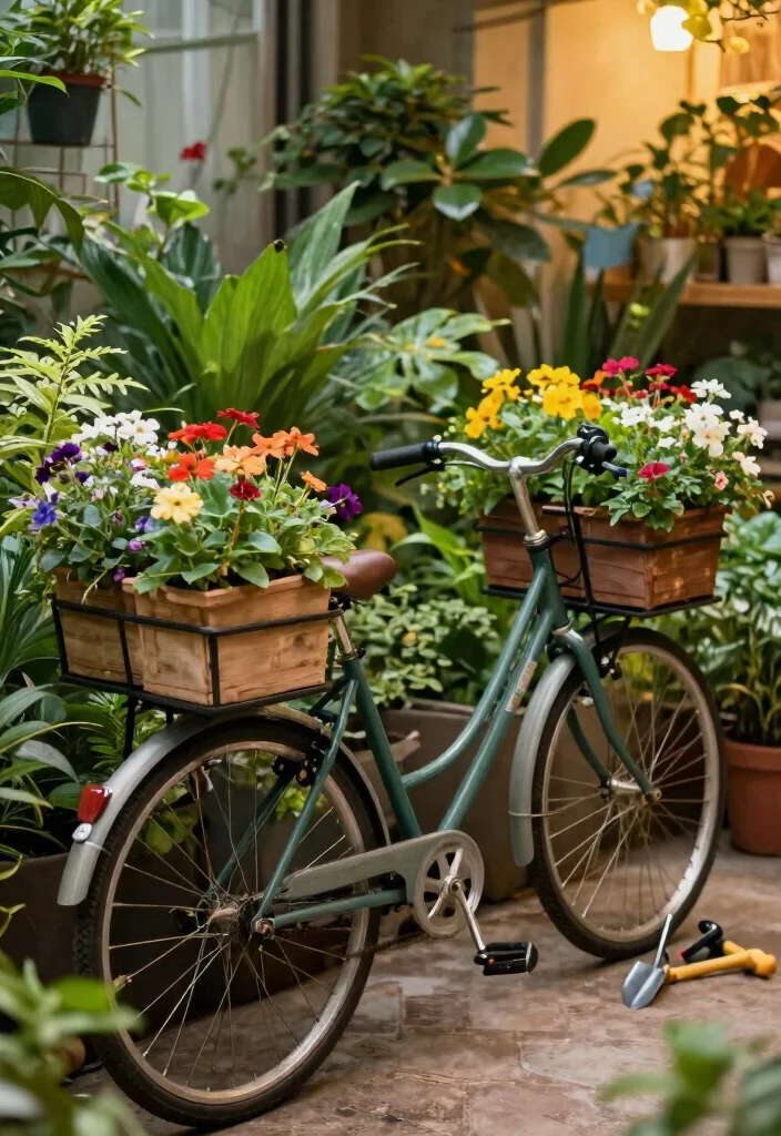 10 Creative Bike Storage Ideas Indoor Designs You Will Love 5. Bike Plant Stand Combo 0