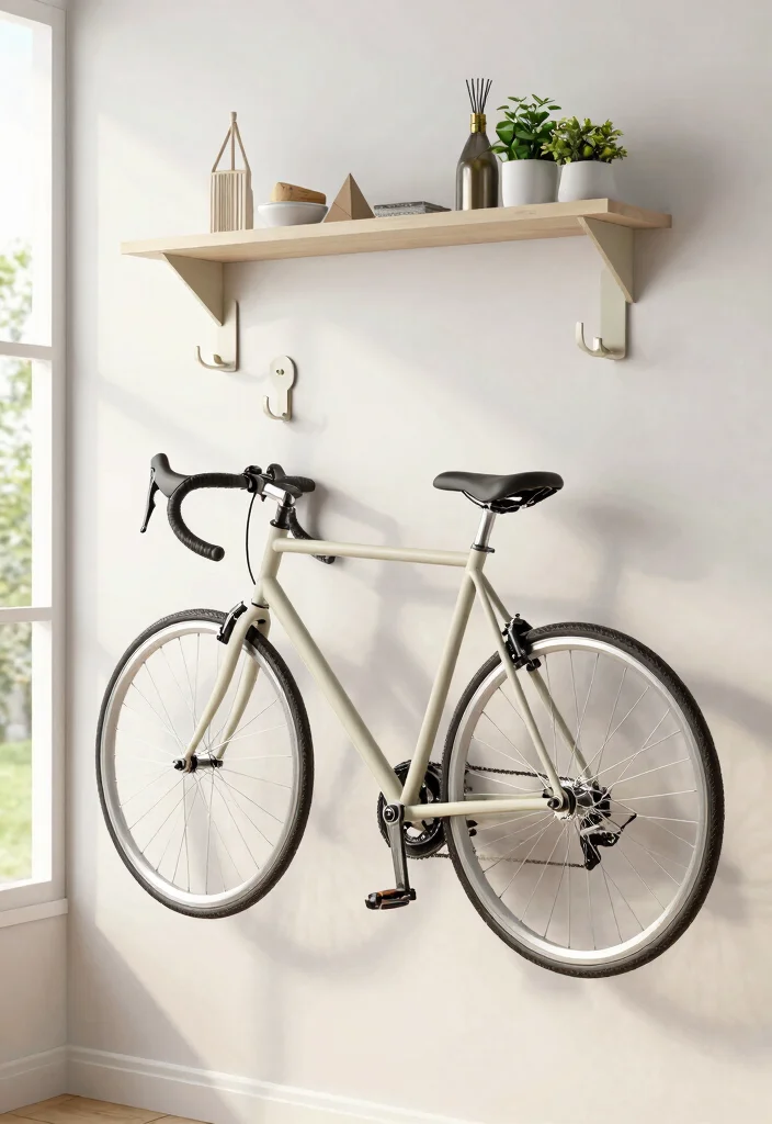 10 Creative Bike Storage Ideas Indoor Designs You Will Love 6. Chic Decorative Wall Hooks 0