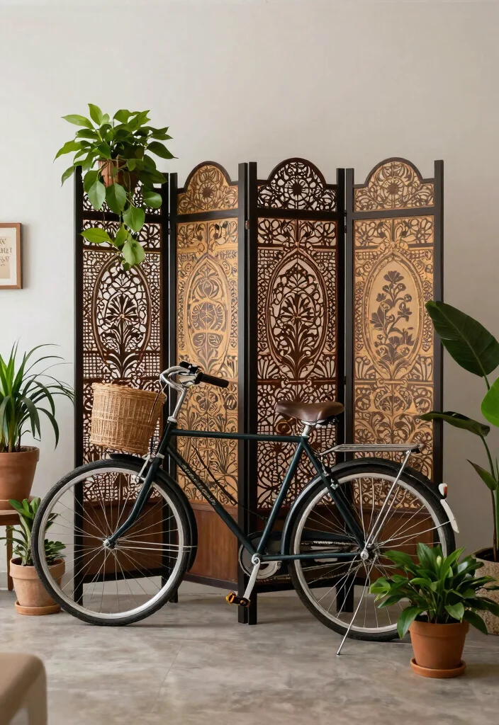 10 Creative Bike Storage Ideas Indoor Designs You Will Love 9. Hidden Storage Behind a Screen or Panel 0