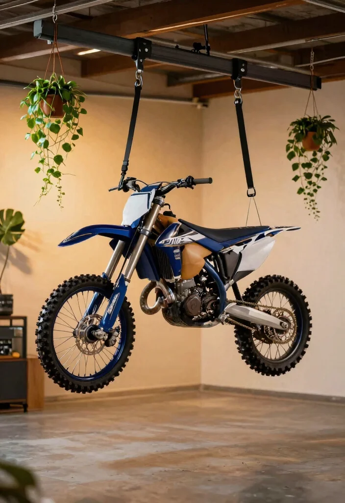 11 Best Dirt Bike Storage Ideas for Ultimate Protection 2. Hanging Bike Storage System 0
