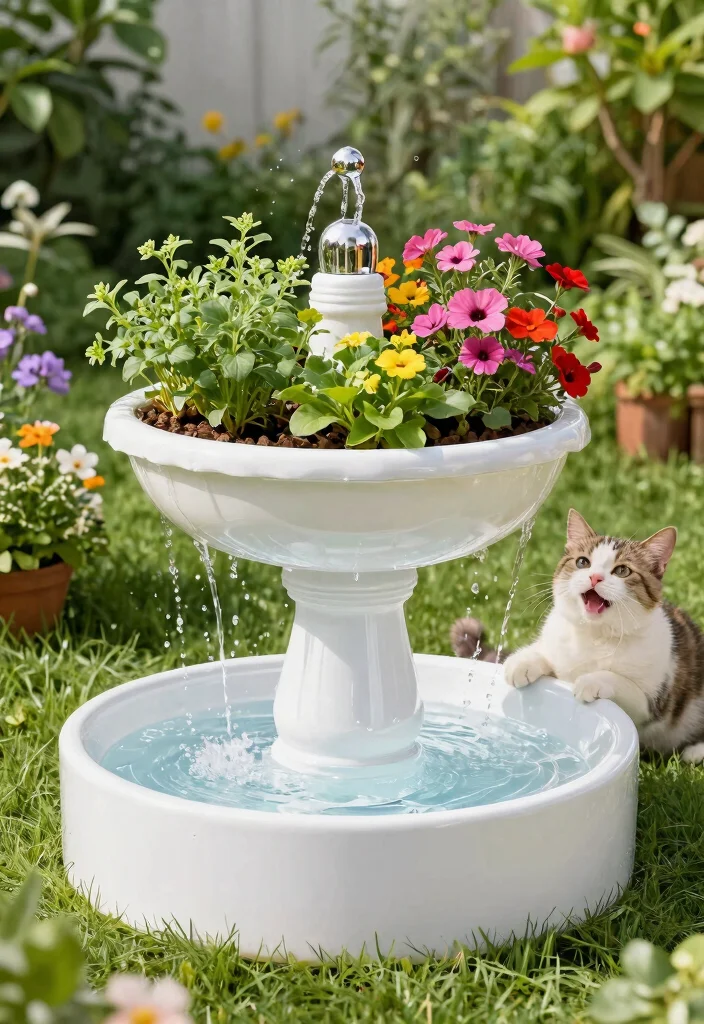 11 Best Pet Water Fountain Ideas for Dogs and Cats 10. Multi functional Pet Fountain Planter 0