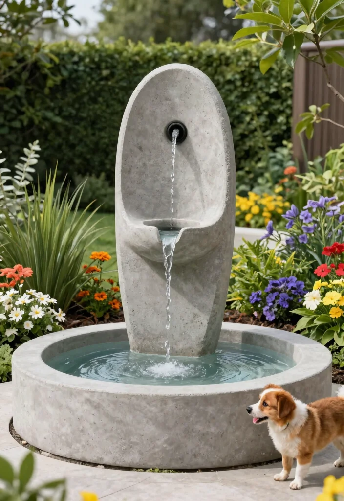 11 Best Pet Water Fountain Ideas for Dogs and Cats 11. Eco Friendly Concrete Fountain 0