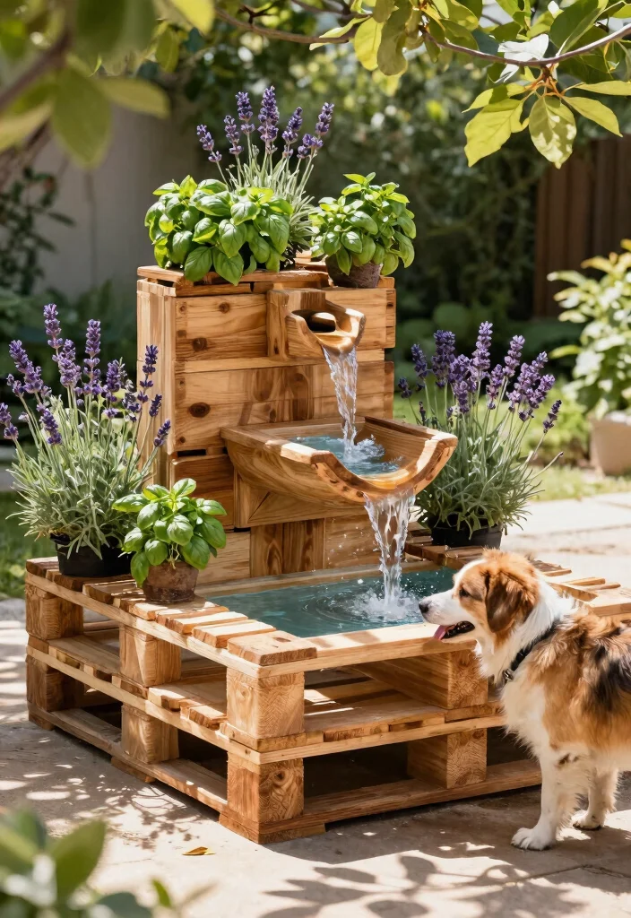 11 Best Pet Water Fountain Ideas for Dogs and Cats 3. DIY Wooden Pallet Fountain 0