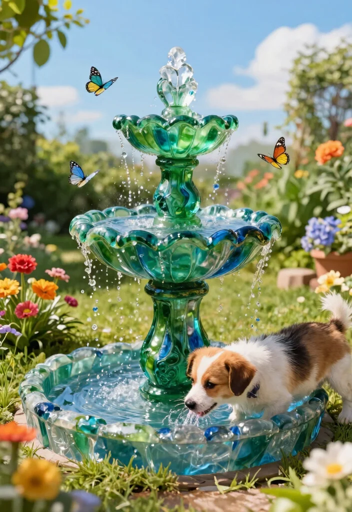 11 Best Pet Water Fountain Ideas for Dogs and Cats 5. Recycled Glass Fountain 0