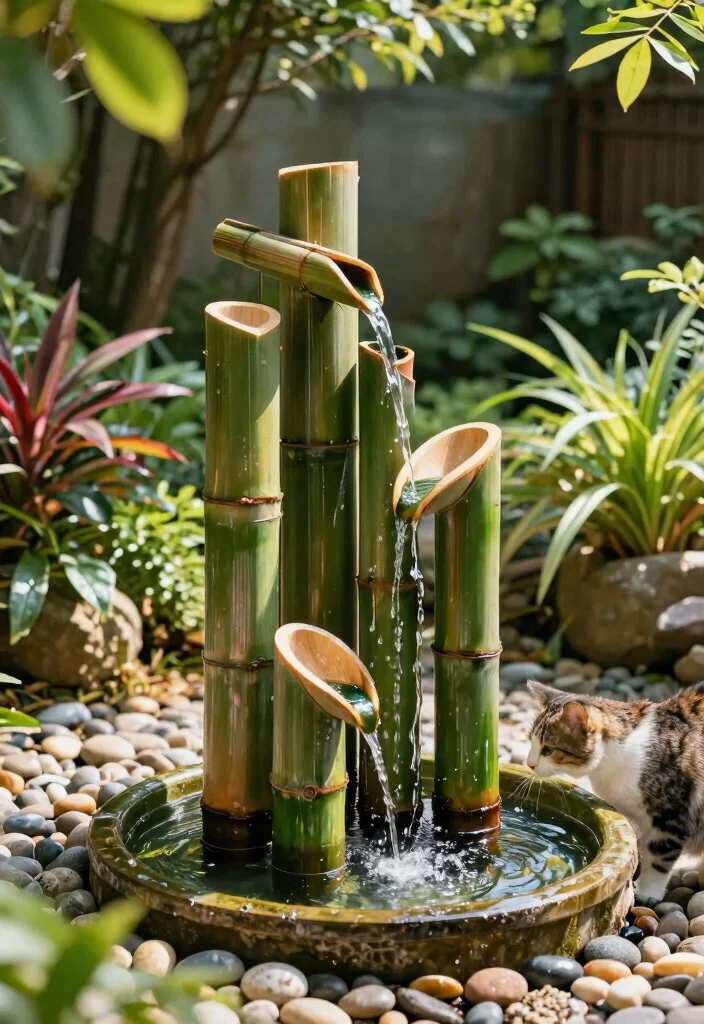 11 Best Pet Water Fountain Ideas for Dogs and Cats 6. Natural Bamboo Fountain 0
