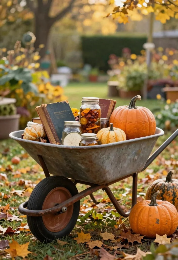 11 Best Wheelbarrow Fall Decor Ideas for Your Front Yard 10. Rustic Vintage Touch 0