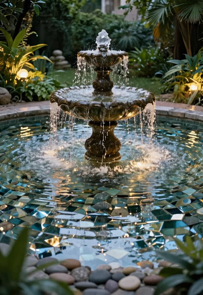 11 Brilliant Water Fountain Lighting Ideas for Nighttime 7. Reflective Surfaces 0