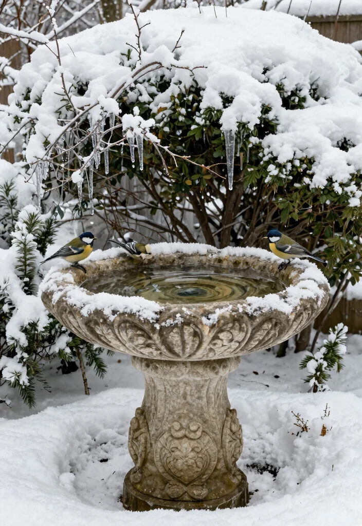 11 Brilliant Winter Bird Bath Ideas to Help Local Birds 1. Classic Stone Bird Bath 0