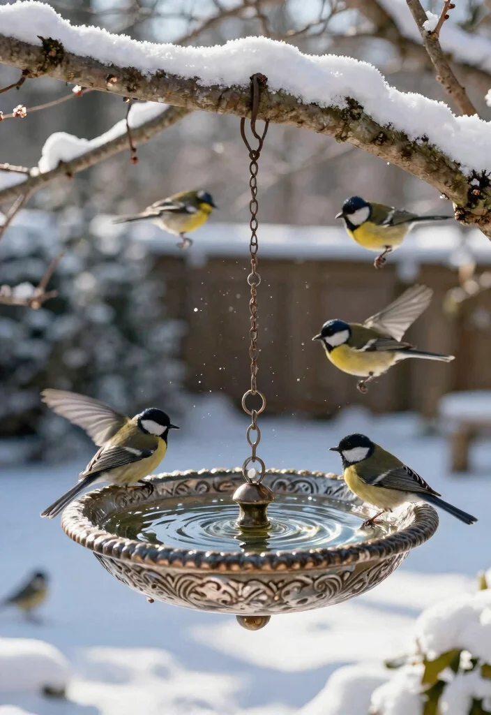 11 Brilliant Winter Bird Bath Ideas to Help Local Birds 7. Hanging Bird Bath 0