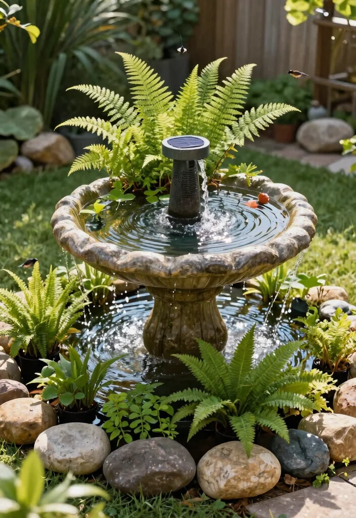 11 Clever Bird Bath Planter Ideas DIY Garden Hacks 11. Kinetic Water Feature Planter 0
