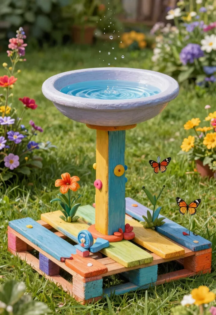 11 Creative Bird Bath Stand Ideas from Wood to Metal 3 11 Creative Bird Bath Stand Ideas from Wood to Metal 3. Painted Wooden Pallet 0