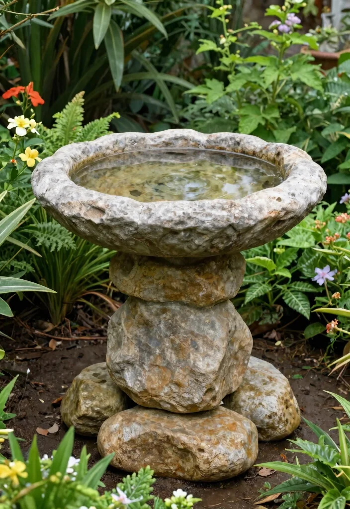 11 Creative Bird Bath Stand Ideas from Wood to Metal 9 11 Creative Bird Bath Stand Ideas from Wood to Metal 9. Stacked Stone Bird Bath 0