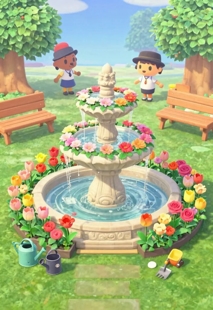11 Cute ACNH Water Fountain Ideas for Your Island 1 11 Cute ACNH Water Fountain Ideas for Your Island 1. Floral Fountain Wonderland 0
