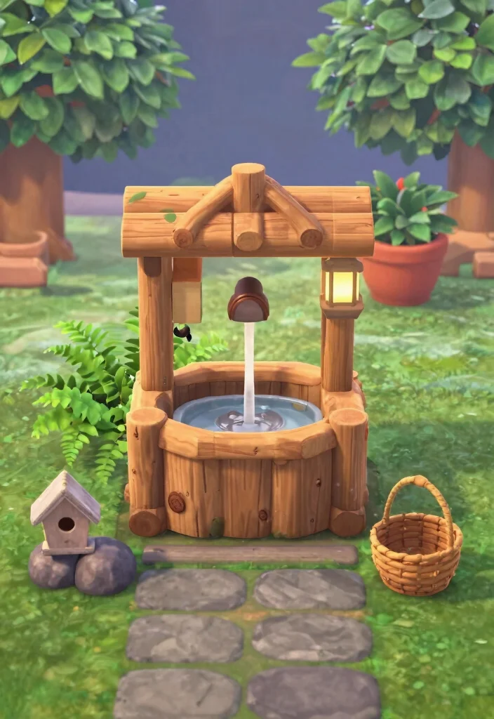 11 Cute ACNH Water Fountain Ideas for Your Island 2 11 Cute ACNH Water Fountain Ideas for Your Island 2. Rustic Wooden Fountain 0