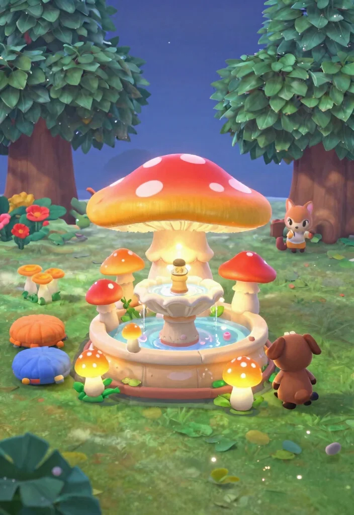 11 Cute ACNH Water Fountain Ideas for Your Island 4 11 Cute ACNH Water Fountain Ideas for Your Island 4. Whimsical Mushroom Fountain 0