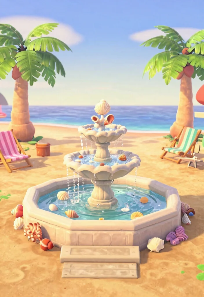 11 Cute ACNH Water Fountain Ideas for Your Island 5 11 Cute ACNH Water Fountain Ideas for Your Island 5. Seaside Shell Fountain 0