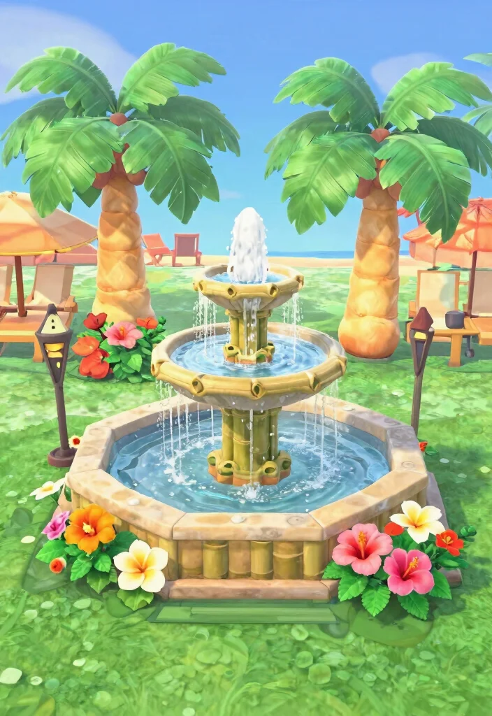 11 Cute ACNH Water Fountain Ideas for Your Island 6 11 Cute ACNH Water Fountain Ideas for Your Island 6. Tropical Oasis Fountain 0