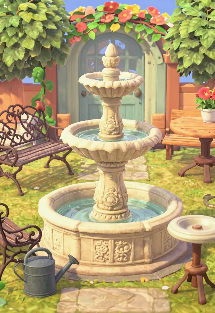 11 Cute ACNH Water Fountain Ideas for Your Island 9 11 Cute ACNH Water Fountain Ideas for Your Island 9. Vintage Garden Fountain 0