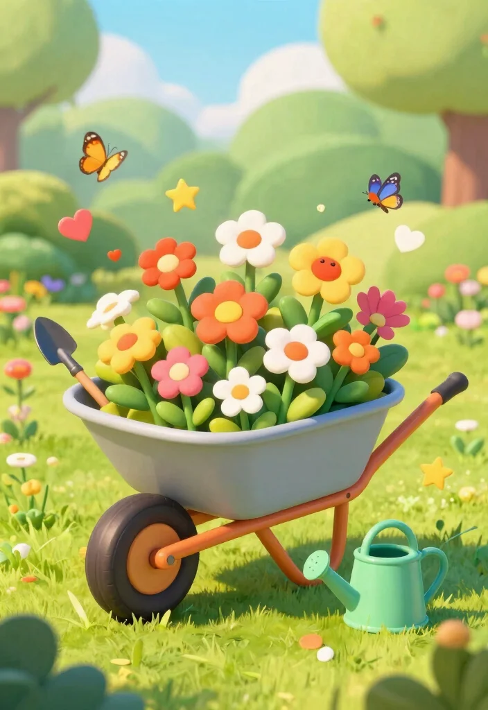 11 Cute Wheelbarrow Embroidery Designs for Crafting 1. Whimsical Garden Wheelbarrow 0