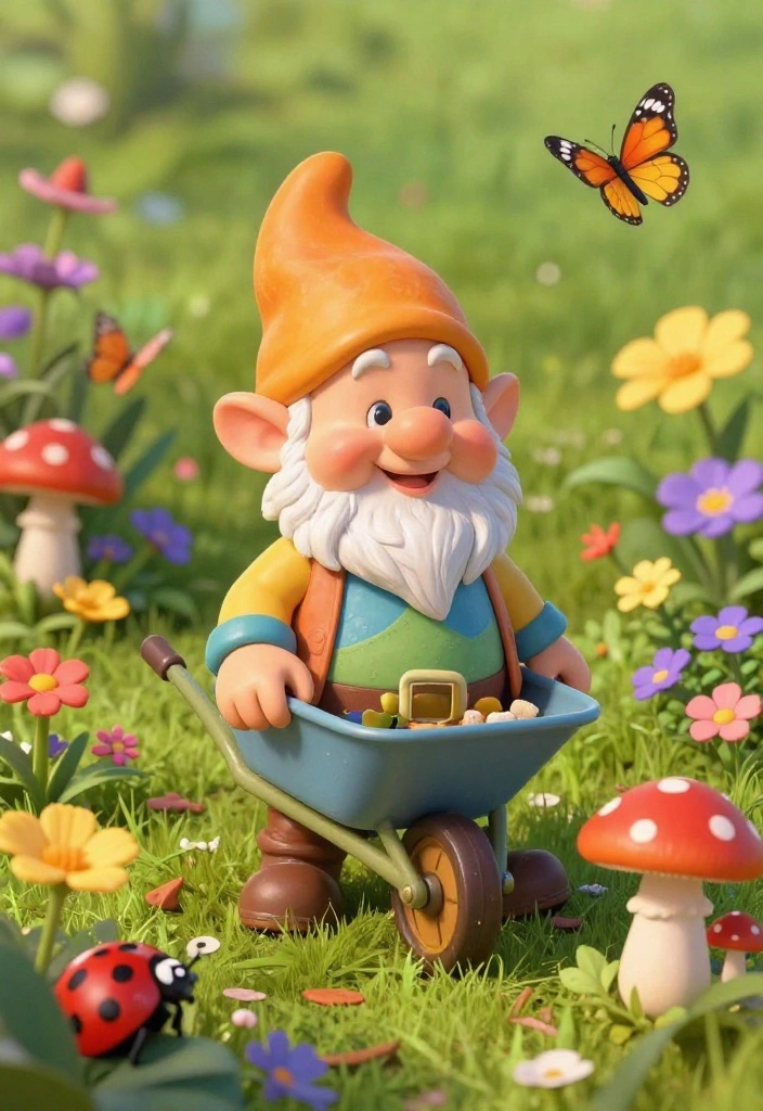 11 Cute Wheelbarrow Embroidery Designs for Crafting 10. Garden Gnome Wheelbarrow 0