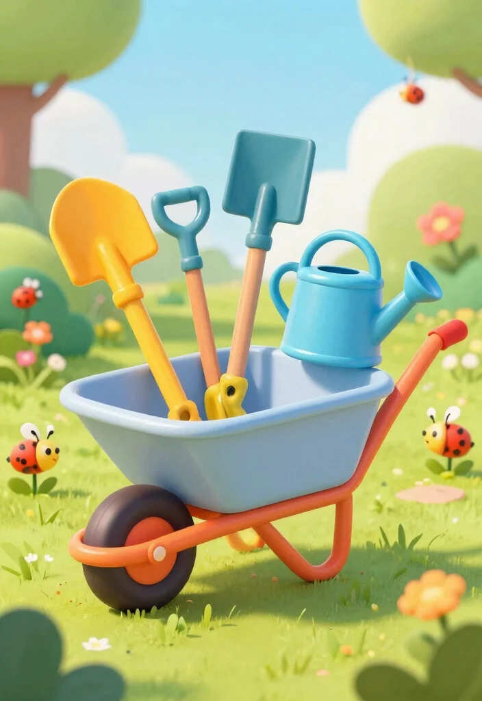 11 Cute Wheelbarrow Embroidery Designs for Crafting 4. Garden Tools and Wheelbarrow Combo 0