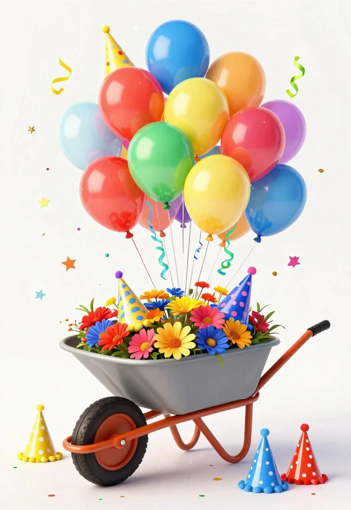 11 Cute Wheelbarrow Embroidery Designs for Crafting 8. Festive Wheelbarrow Design 0