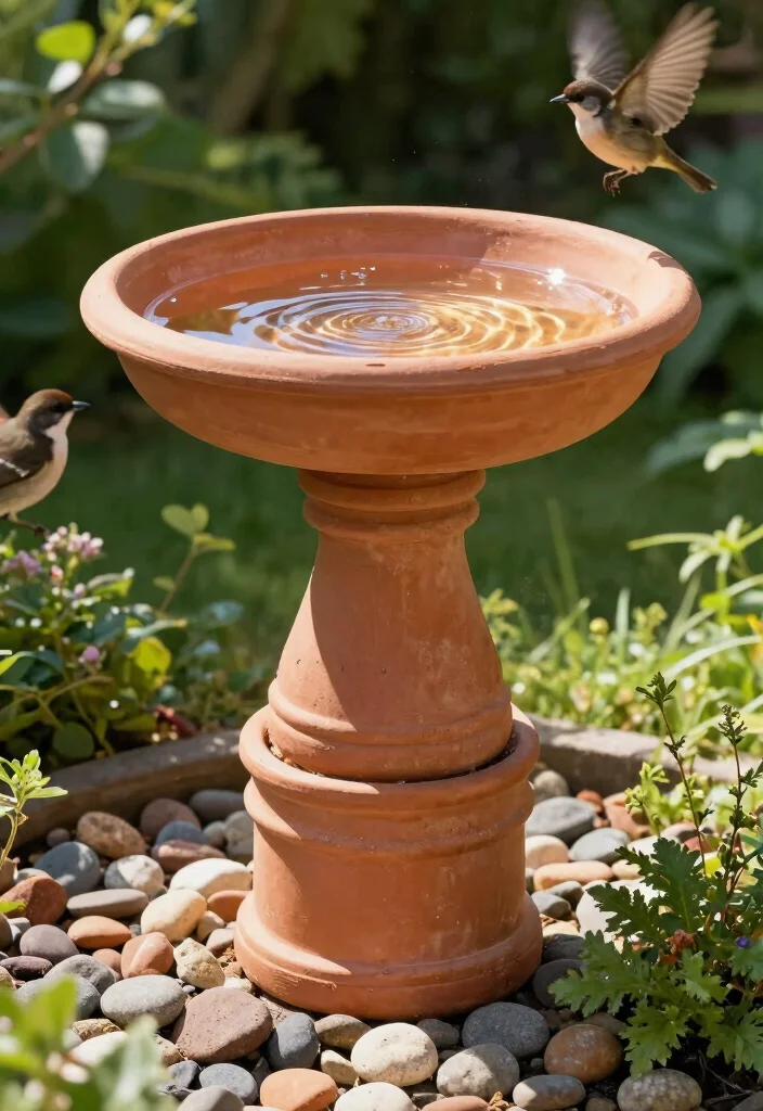11 Easy DIY Solar Bird Bath Ideas Eco Friendly Gardening Projects 3. Terracotta Pot Bird Bath 0