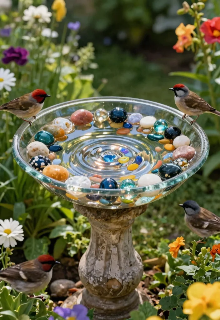 11 Easy DIY Solar Bird Bath Ideas Eco Friendly Gardening Projects 4. Glass Bowl Bird Bath 0
