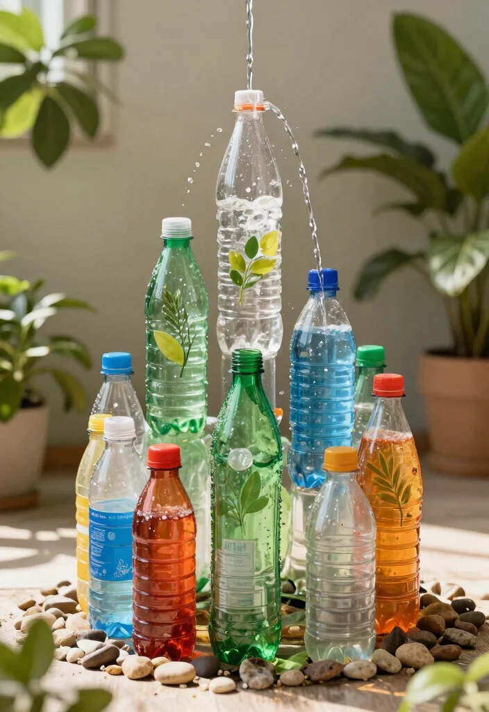 11 Easy Table Top Water Fountain DIY Projects for Your Indoor Zen Garden 10. Recycled Bottle Fountain 0