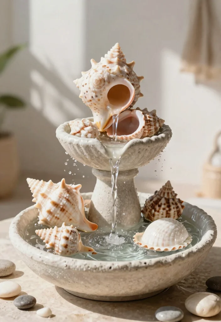 11 Easy Table Top Water Fountain DIY Projects for Your Indoor Zen Garden 7. Shell Fountain 0