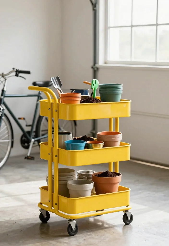 11 Efficient Car and Bike Storage Ideas for Shared Garages 6. Rolling Storage Carts Mobile Solutions 0