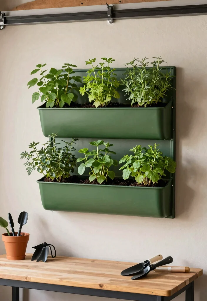 11 Efficient Car and Bike Storage Ideas for Shared Garages 7. Wall Mounted Herb Gardens Dual Purpose 0
