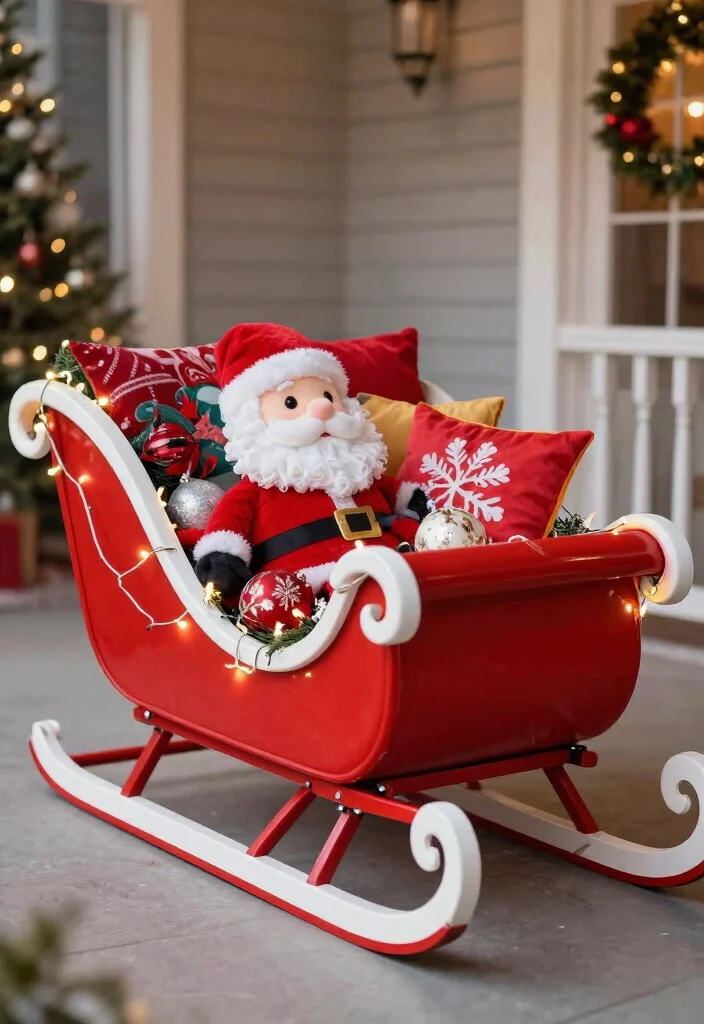 11 Festive Christmas Wheelbarrow Ideas for Holiday Porches 4. Santas Sleigh 0